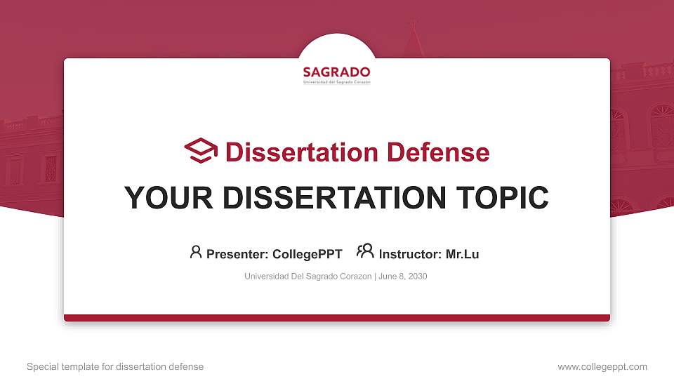 Universidad Del Sagrado Corazon Graduation Thesis Defense PPT Template16:9 ratio PPT effect preview image