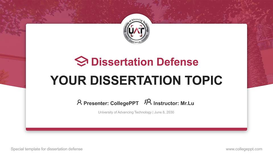 University of Advancing Technology Graduation Thesis Defense PPT Template16:9 ratio PPT effect preview image