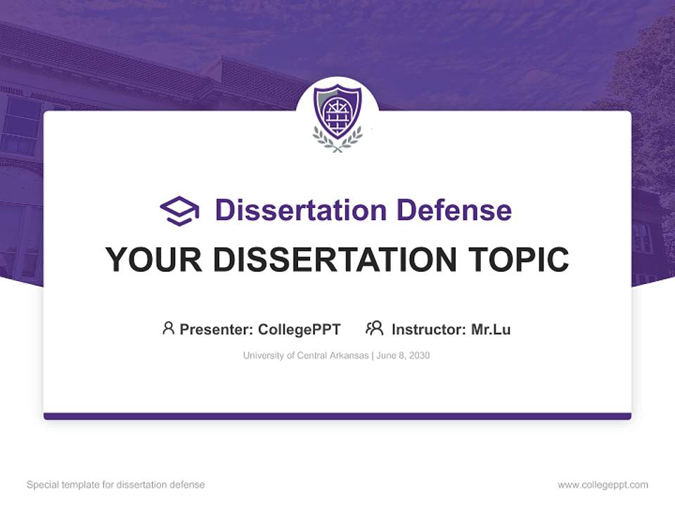 University of Central Arkansas Graduation Thesis Defense PPT Template4:3 ratio PPT effect preview image7