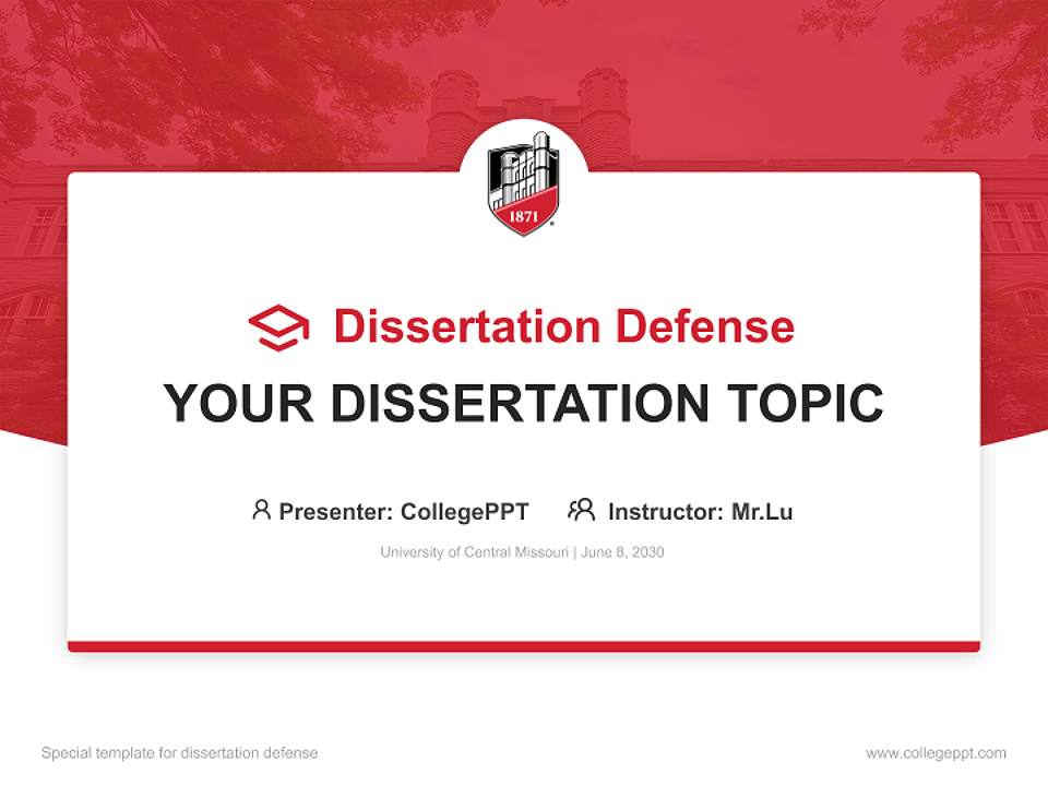 University of Central Missouri Graduation Thesis Defense PPT Template4:3 ratio PPT effect preview image7