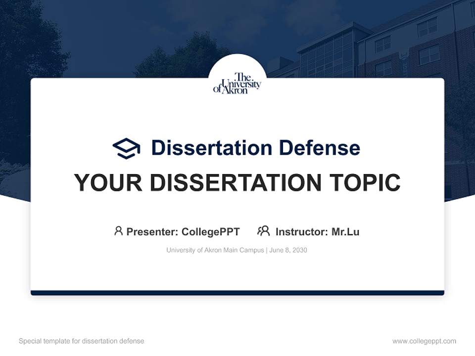 University of Akron Main Campus Graduation Thesis Defense PPT Template4:3 ratio PPT effect preview image7