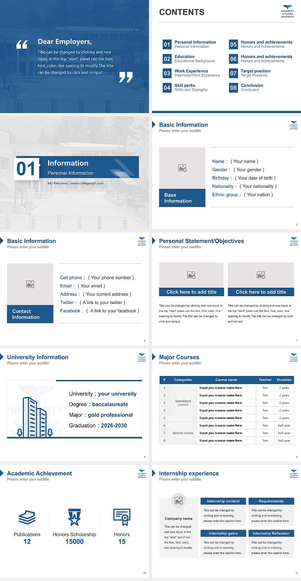 University of Alaska Southeast Resume PPT Template4:3 ratio PPT effect preview image2