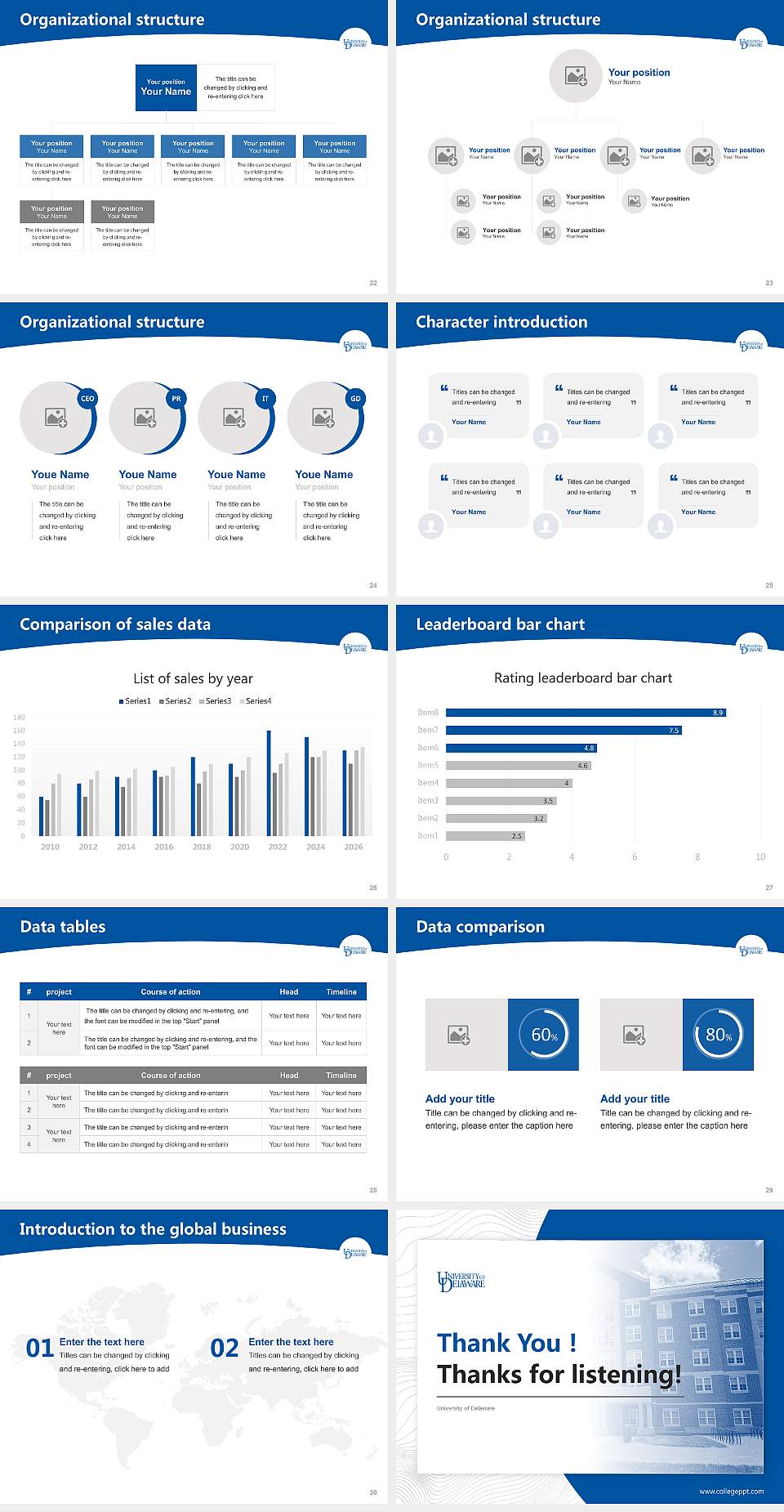 University of Delaware Academic Presentation/Research Findings Report PPT Template4:3 ratio PPT effect preview image4