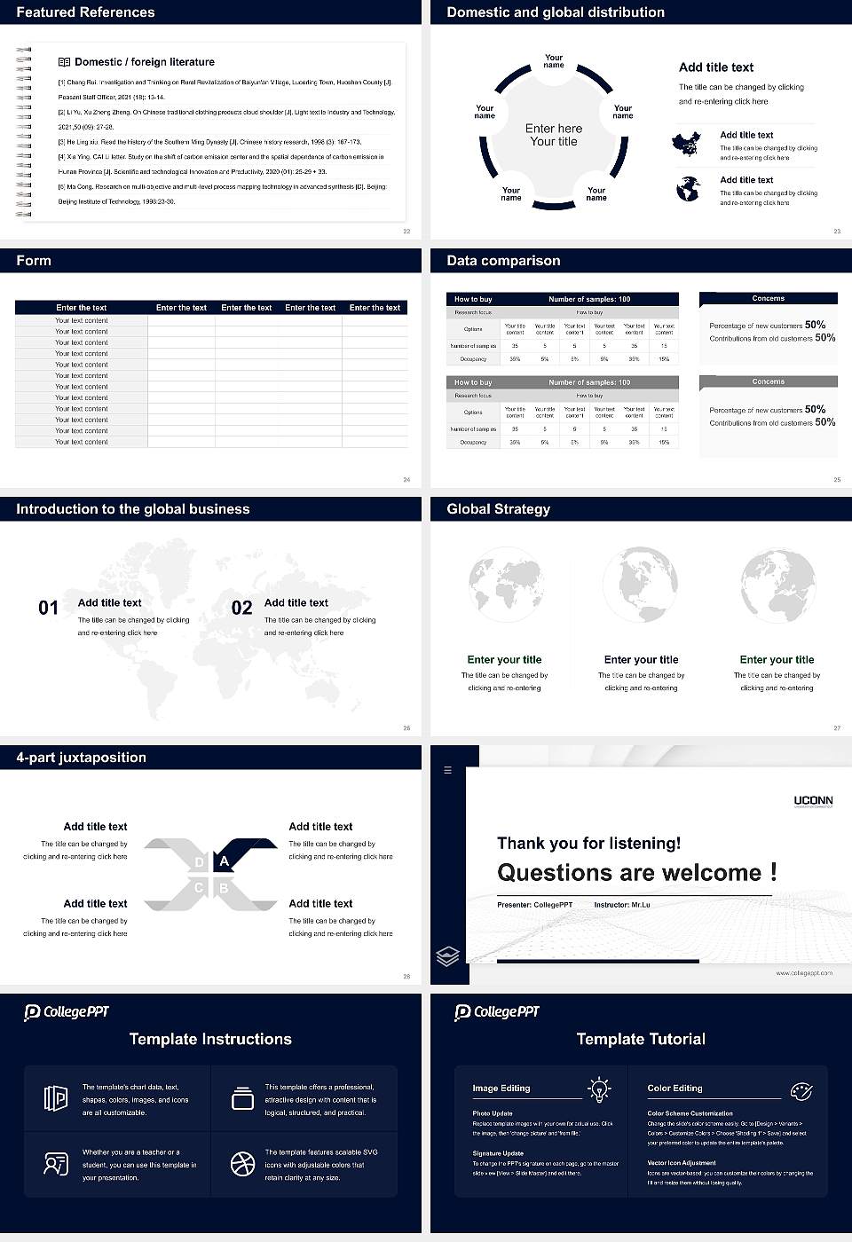 University of Connecticut Thesis Proposal/Graduation Defense PPT Template16:9 ratio PPT effect preview image4