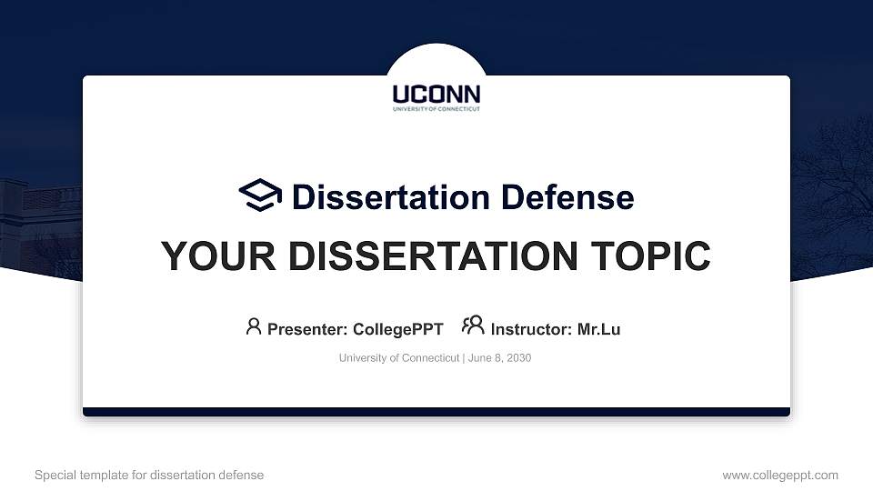 University of Connecticut Graduation Thesis Defense PPT Template16:9 ratio PPT effect preview image
