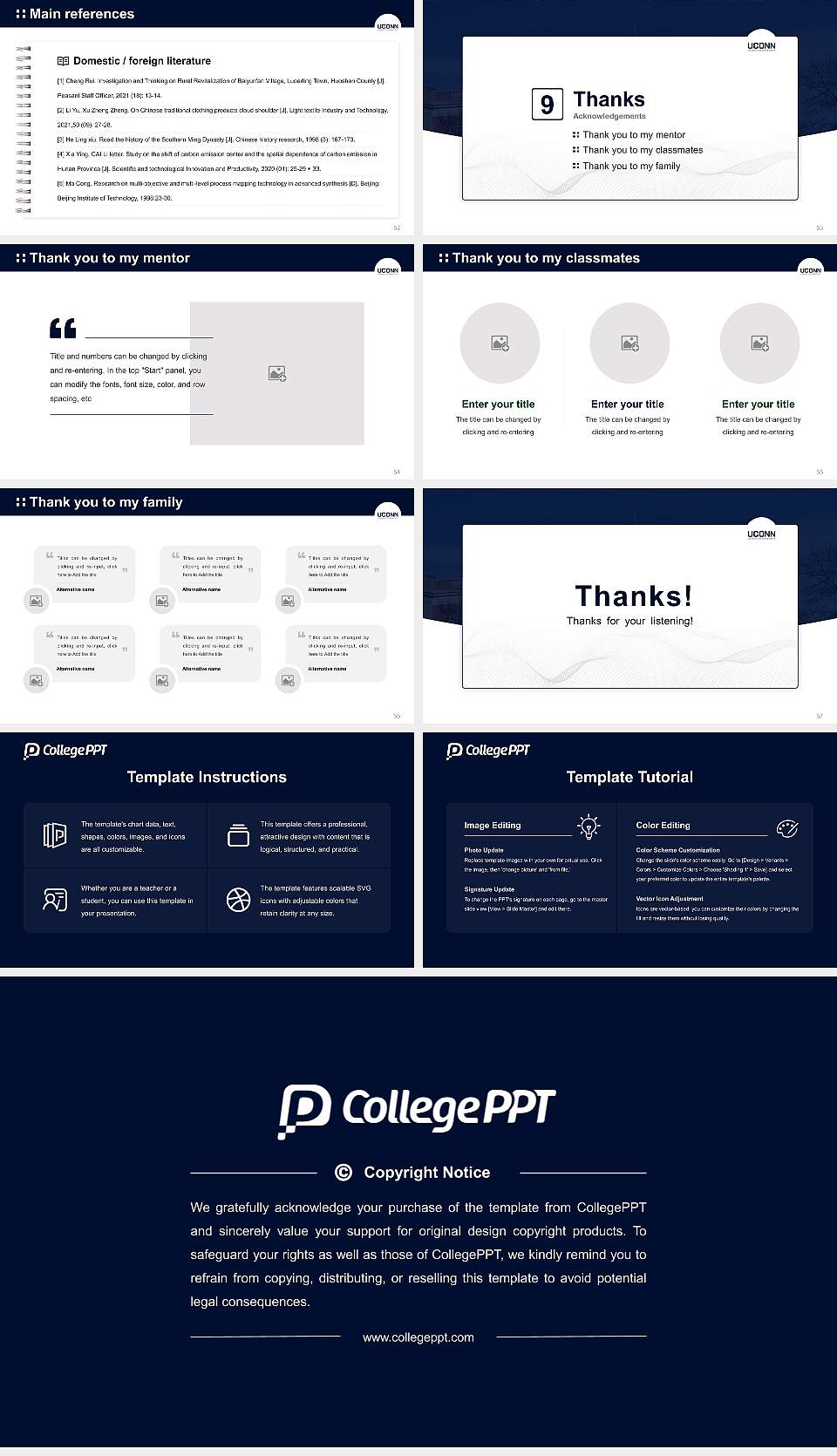 University of Connecticut Graduation Thesis Defense PPT Template16:9 ratio PPT effect preview image7