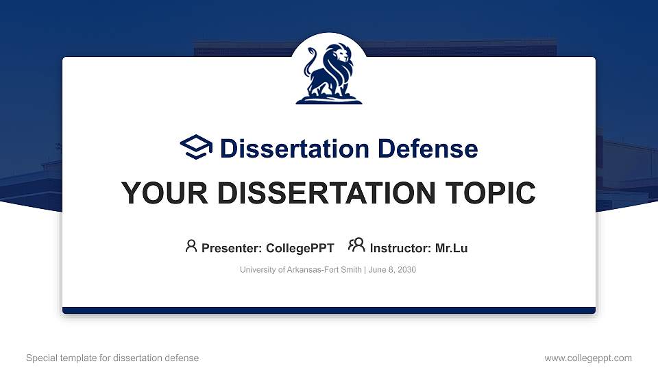 University of Arkansas-Fort Smith Graduation Thesis Defense PPT Template16:9 ratio PPT effect preview image