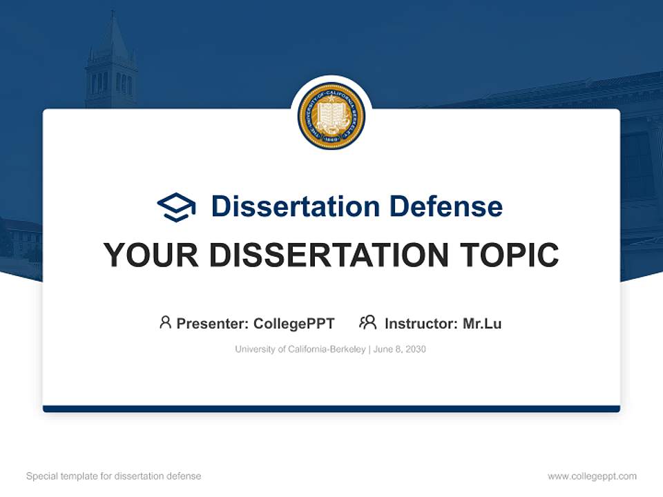 University of California-Berkeley Graduation Thesis Defense PPT Template4:3 ratio PPT effect preview image7