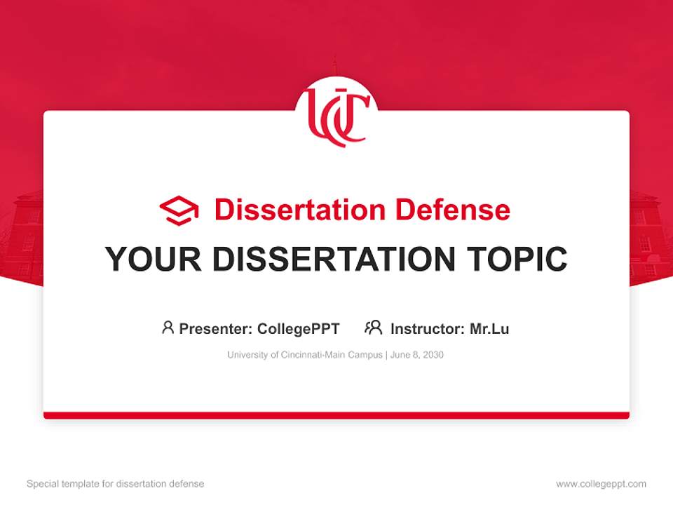 University of Cincinnati-Main Campus Graduation Thesis Defense PPT Template4:3 ratio PPT effect preview image7