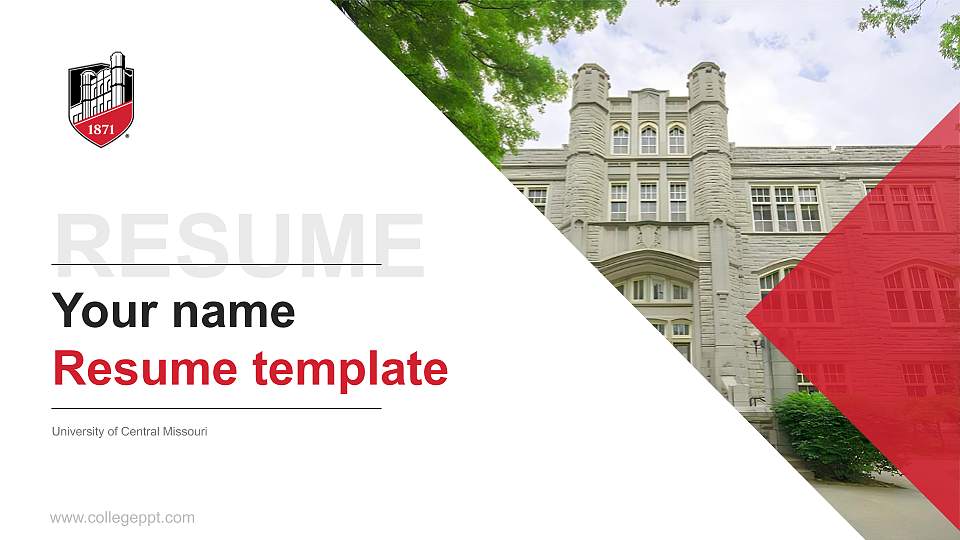 University of Central Missouri Resume PPT Template16:9 ratio PPT effect preview image