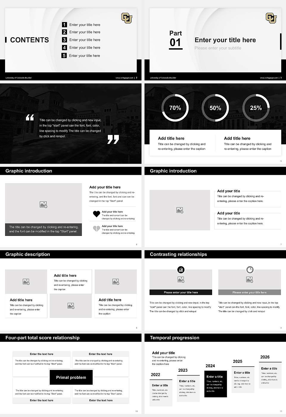 University of Colorado Boulder Thesis Proposal/Graduation Defense PPT Template16:9 ratio PPT effect preview image2