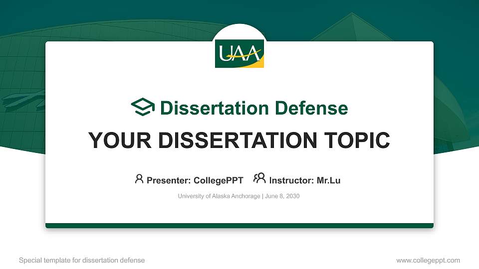 University of Alaska Anchorage Graduation Thesis Defense PPT Template16:9 ratio PPT effect preview image