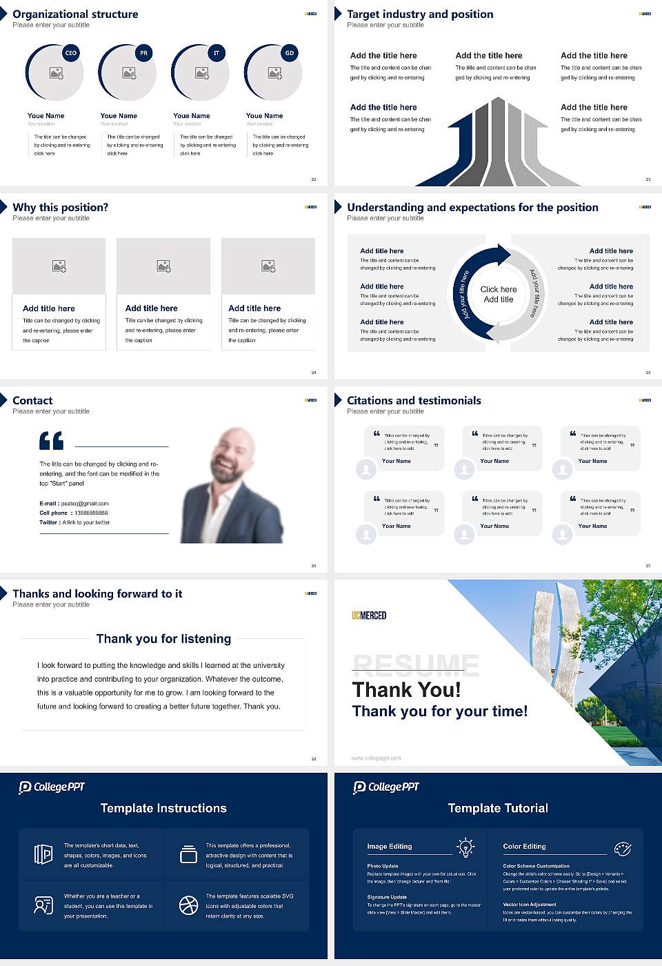University of California-Merced Resume PPT Template16:9 ratio PPT effect preview image4