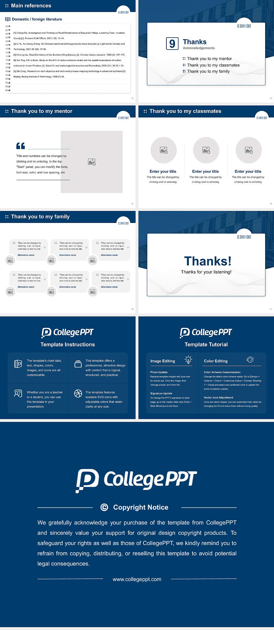 University of California-Santa Cruz Graduation Thesis Defense PPT Template4:3 ratio PPT effect preview image7