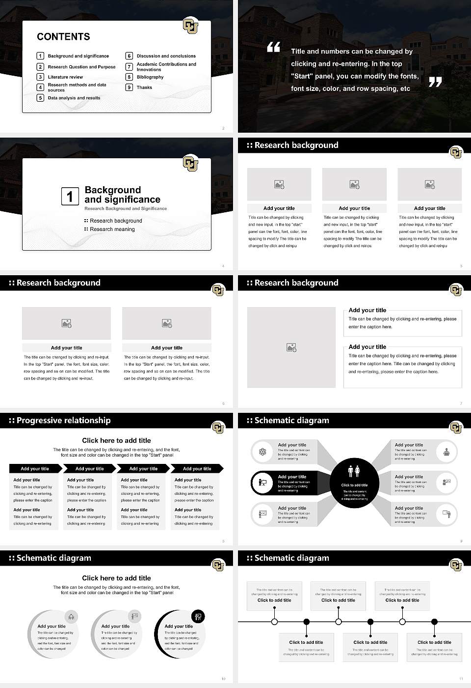 University of Colorado Boulder Graduation Thesis Defense PPT Template16:9 ratio PPT effect preview image2