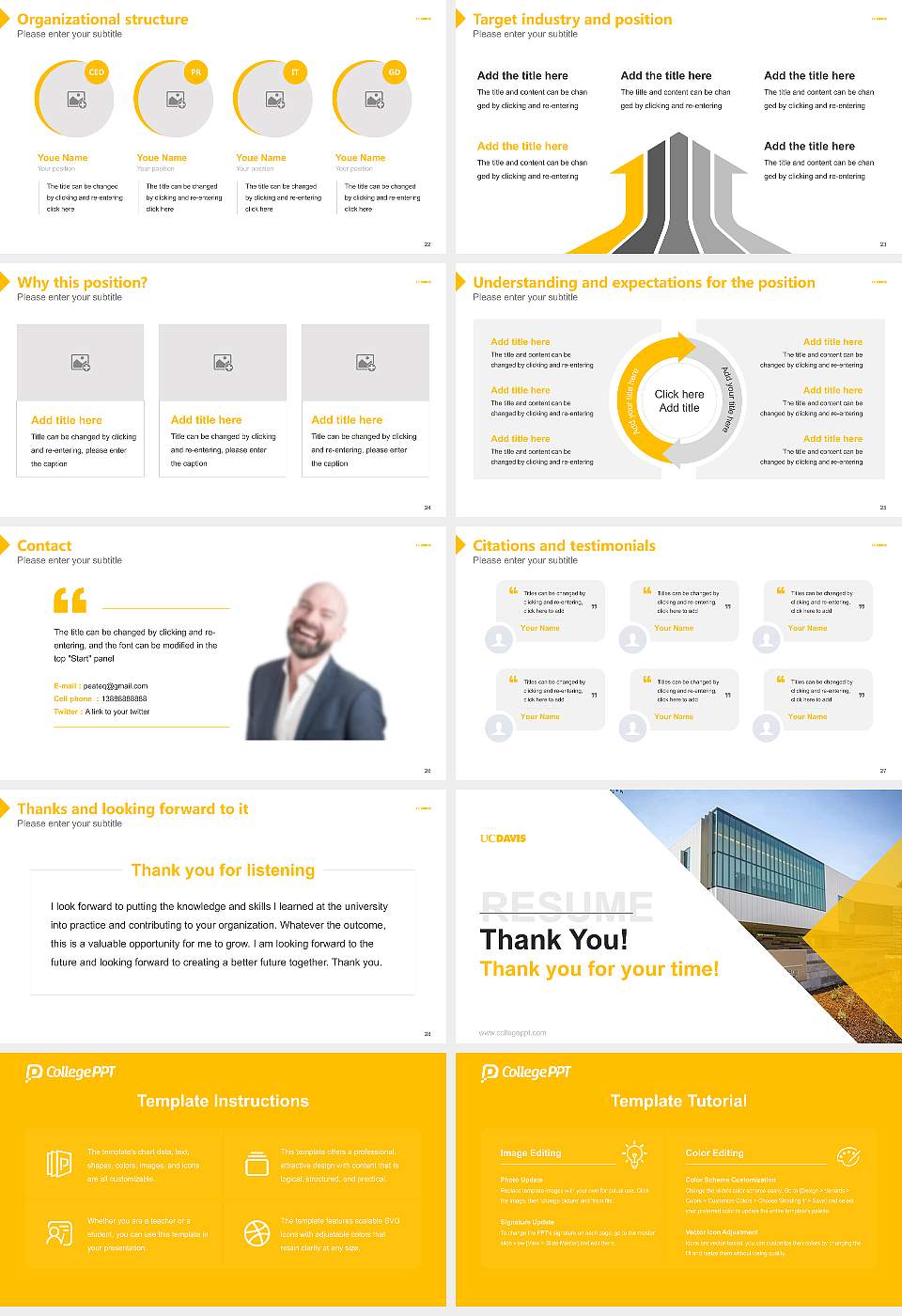 University of California-Davis Resume PPT Template16:9 ratio PPT effect preview image4