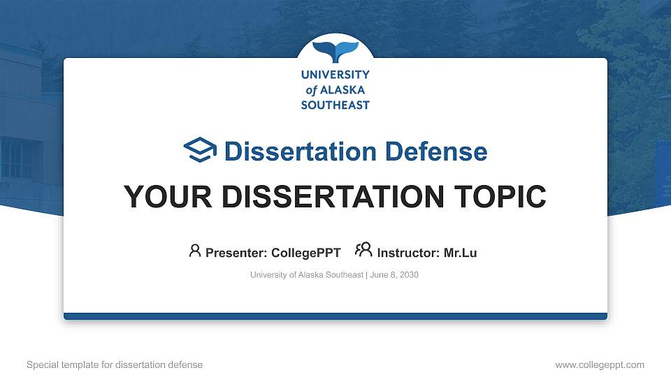 University of Alaska Southeast Graduation Thesis Defense PPT Template16:9 ratio PPT effect preview image