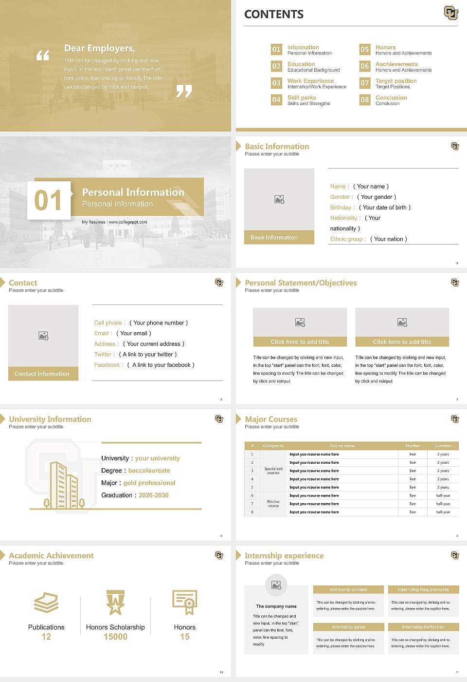 University of Colorado Anschutz Medical Campus Resume PPT Template16:9 ratio PPT effect preview image2