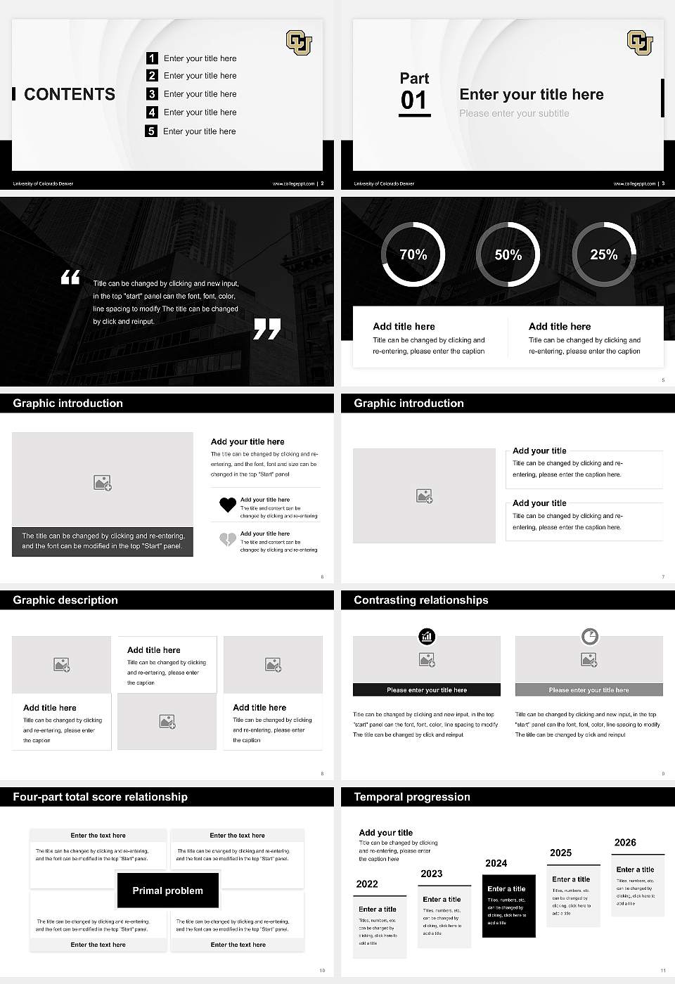 University of Colorado Denver Thesis Proposal/Graduation Defense PPT Template16:9 ratio PPT effect preview image2