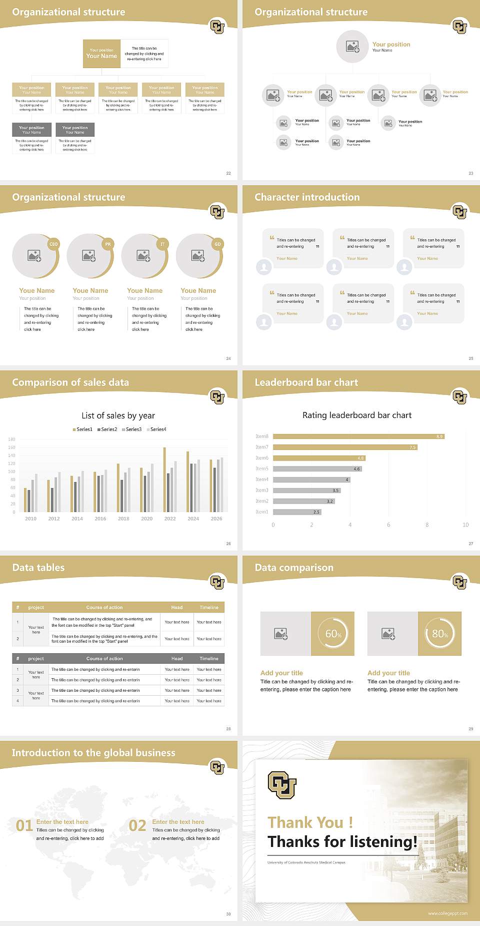 University of Colorado Anschutz Medical Campus Academic Presentation/Research Findings Report PPT Template4:3 ratio PPT effect preview image4