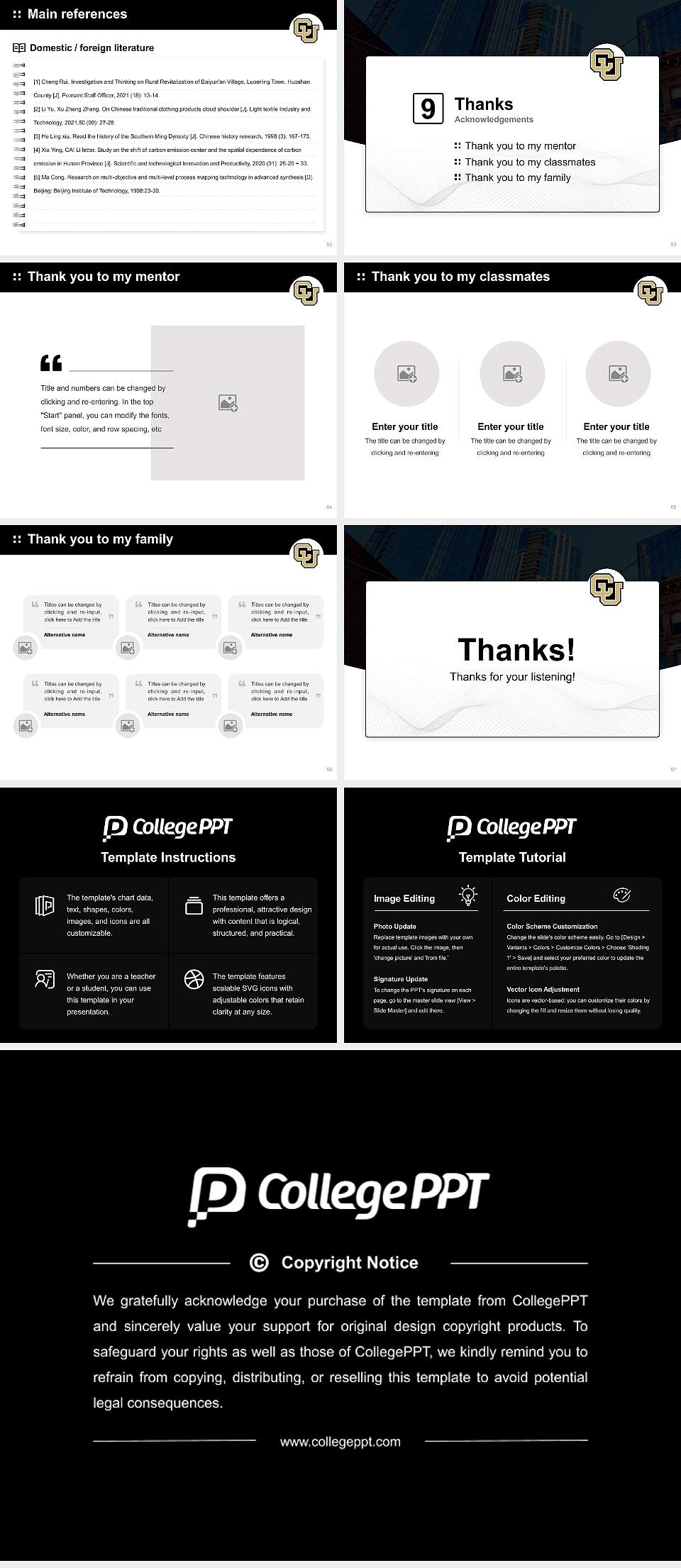 University of Colorado Denver Graduation Thesis Defense PPT Template4:3 ratio PPT effect preview image7