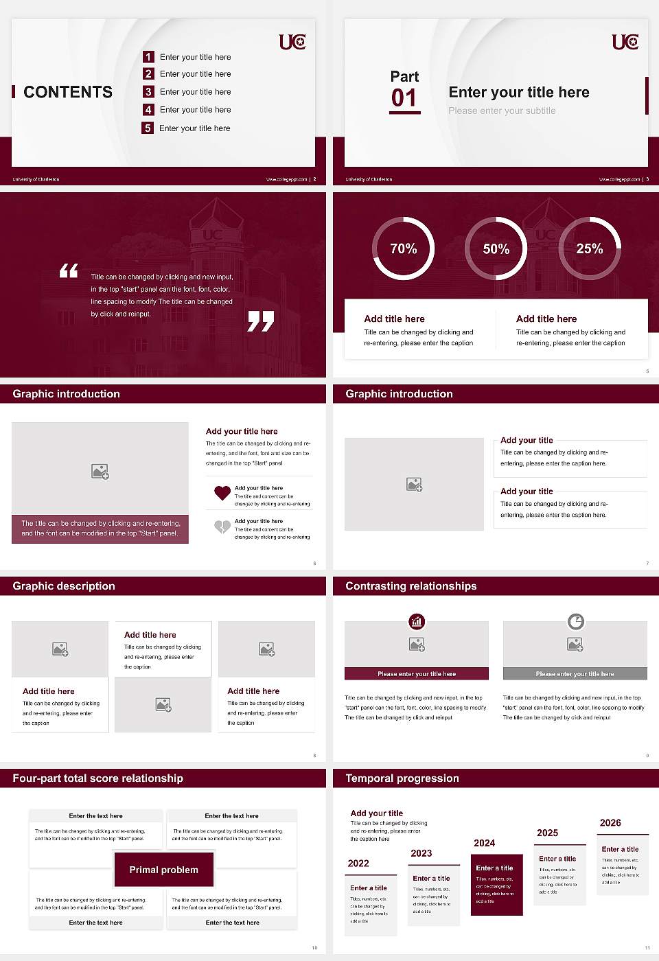 University of Charleston Thesis Proposal/Graduation Defense PPT Template16:9 ratio PPT effect preview image2