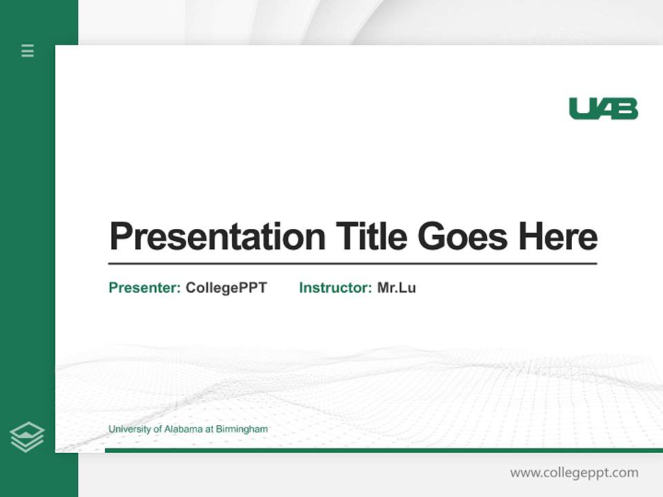 University of Alabama at Birmingham Thesis Proposal/Graduation Defense PPT Template4:3 ratio PPT effect preview image5