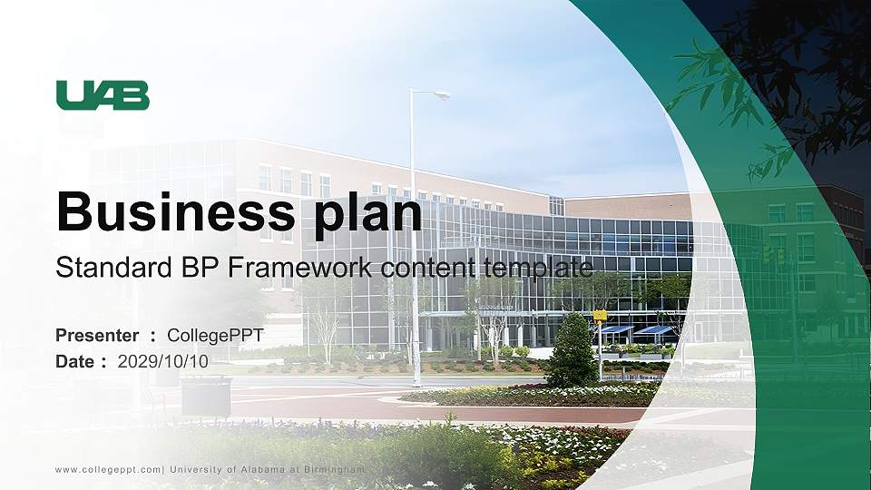 University of Alabama at Birmingham Competition/Entrepreneurship Contest PPT Template16:9 ratio PPT effect preview image