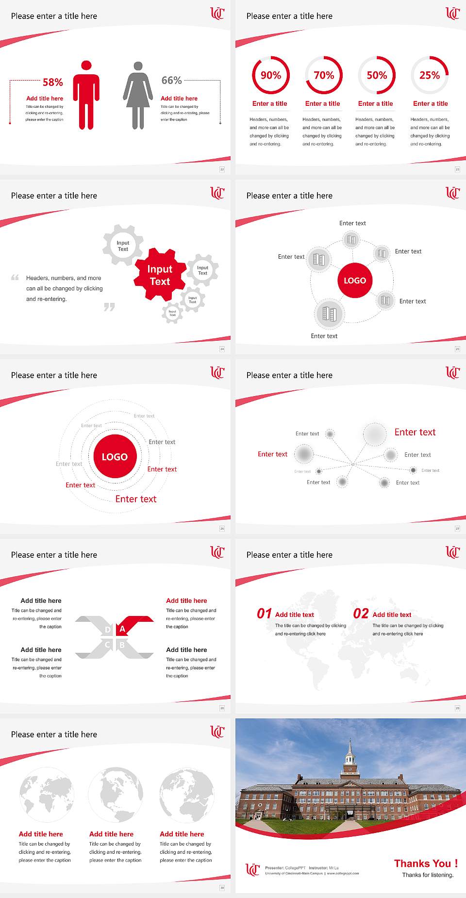 University of Cincinnati-Main Campus Course/Courseware Creation PPT Template4:3 ratio PPT effect preview image4