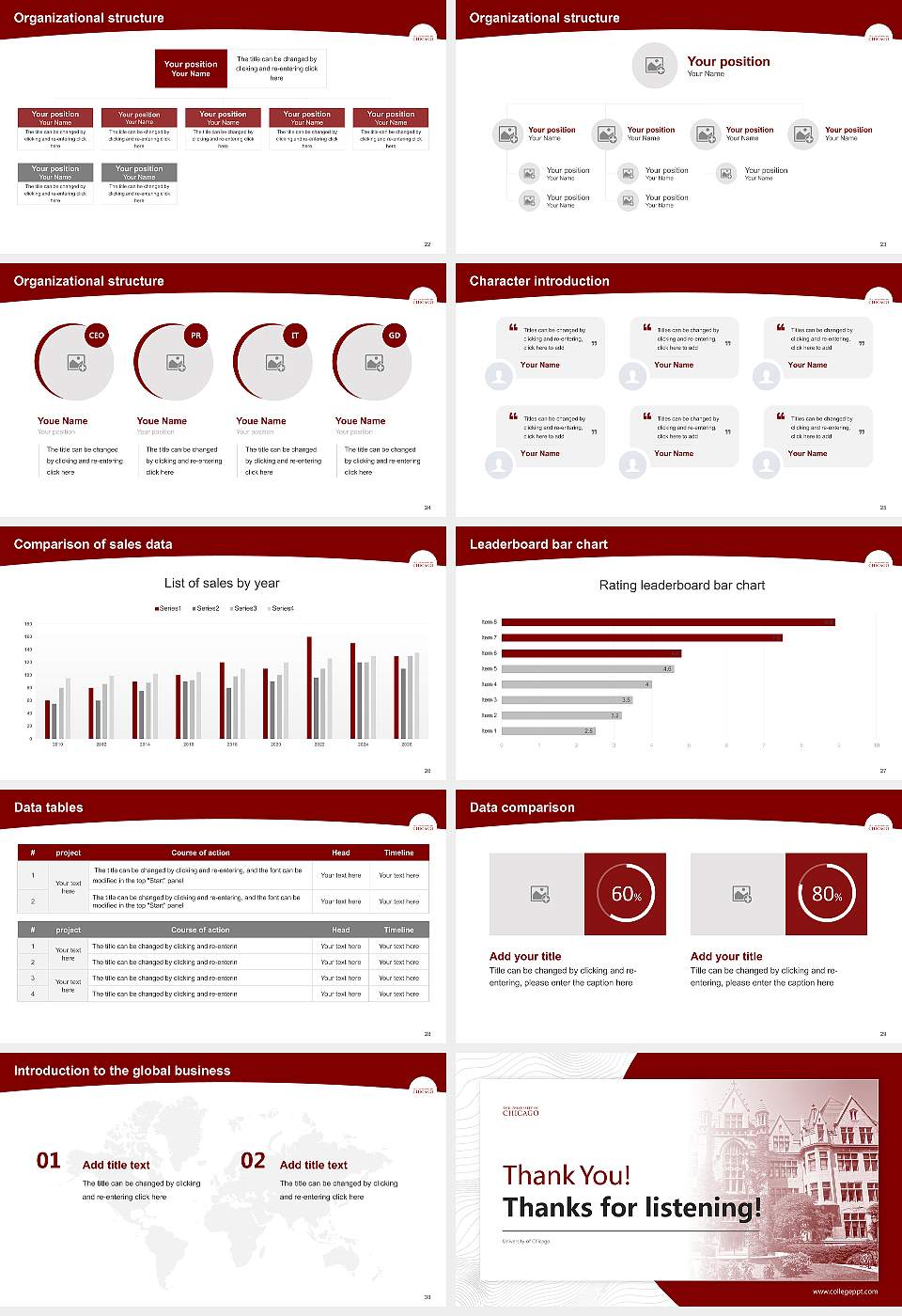 University of Chicago Academic Presentation/Research Findings Report PPT Template16:9 ratio PPT effect preview image4