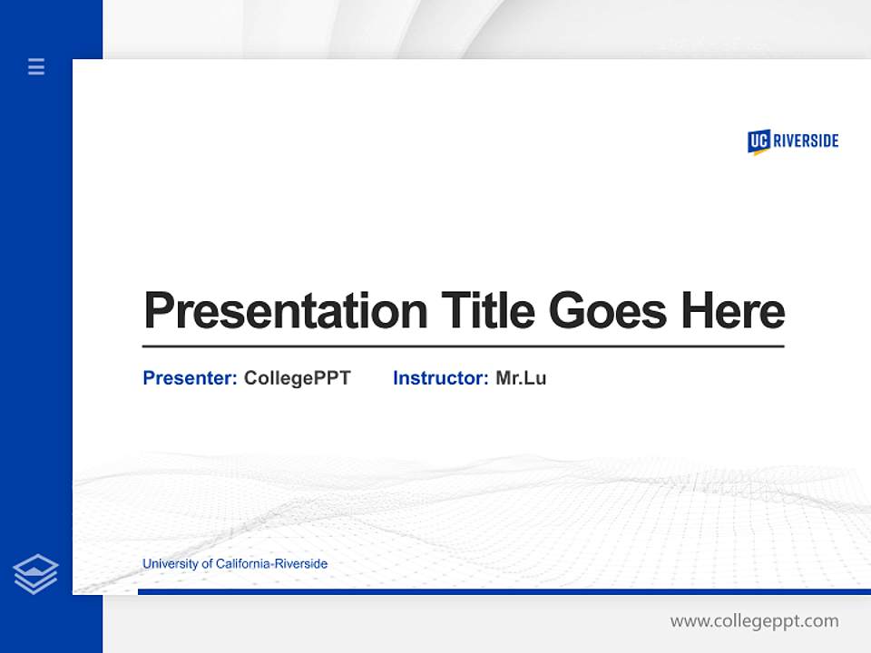 University of California-Riverside Thesis Proposal/Graduation Defense PPT Template4:3 ratio PPT effect preview image5
