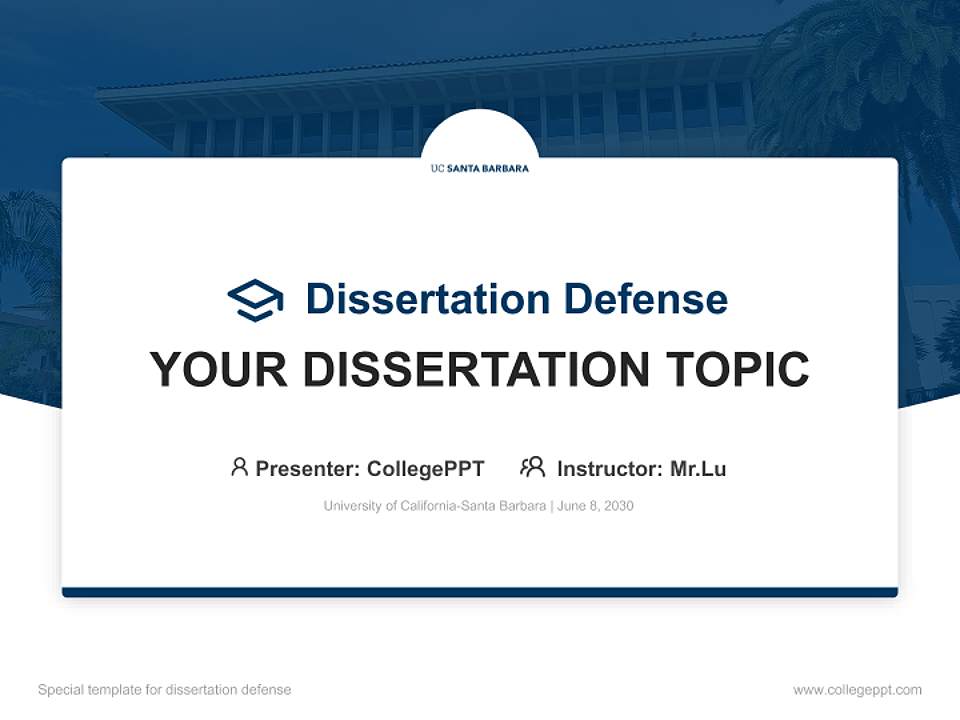 University of California-Santa Barbara Graduation Thesis Defense PPT Template4:3 ratio PPT effect preview image7