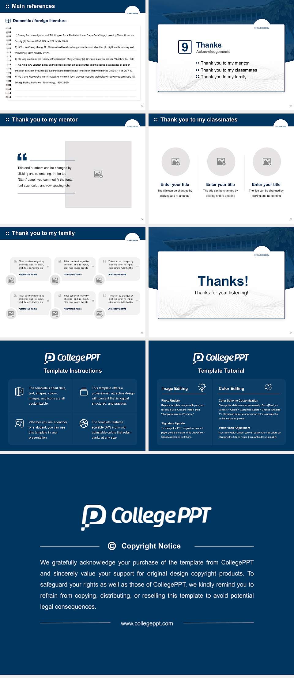 University of California-Santa Barbara Graduation Thesis Defense PPT Template4:3 ratio PPT effect preview image7