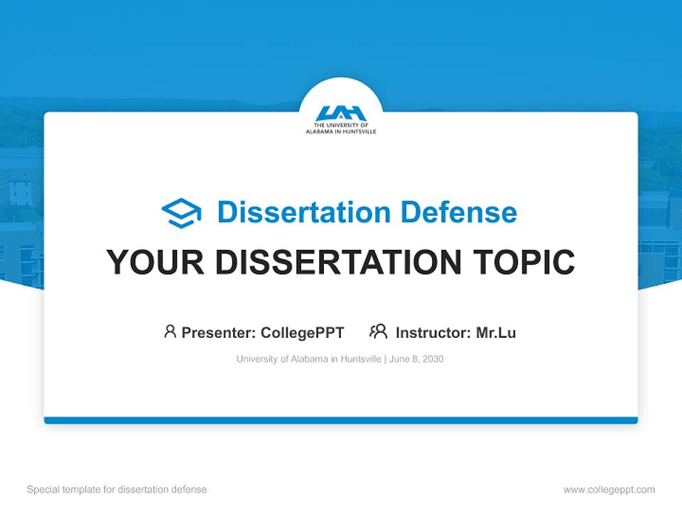 University of Alabama in Huntsville Graduation Thesis Defense PPT Template4:3 ratio PPT effect preview image7