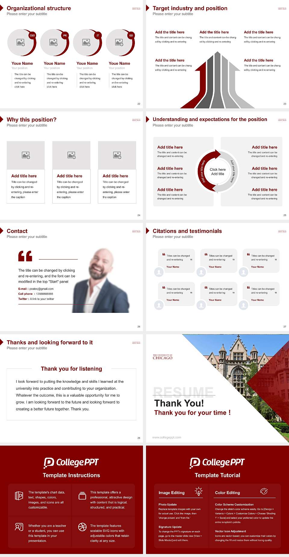 University of Chicago Resume PPT Template4:3 ratio PPT effect preview image4