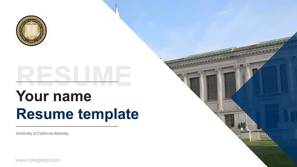 University of California-Berkeley Resume PPT Template16:9 ratio PPT effect preview image