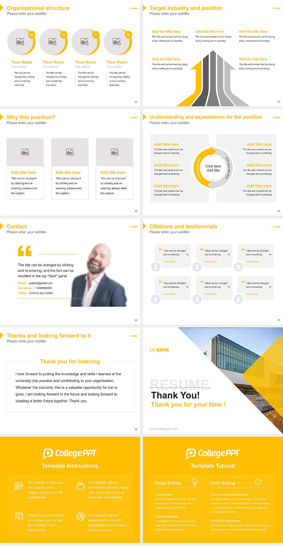 University of California-Davis Resume PPT Template4:3 ratio PPT effect preview image4