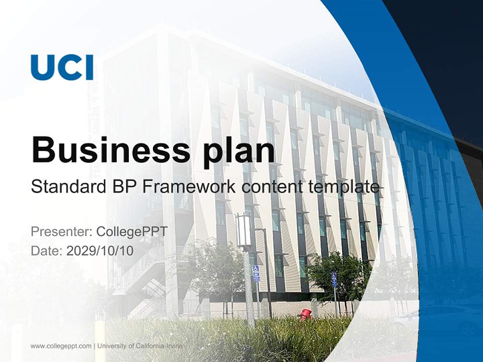 University of California-Irvine Competition/Entrepreneurship Contest PPT Template4:3 ratio PPT effect preview image9