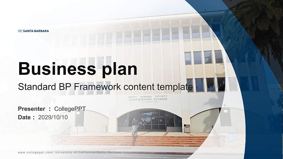 University of California-Santa Barbara Competition/Entrepreneurship Contest PPT Template16:9 ratio PPT effect preview image