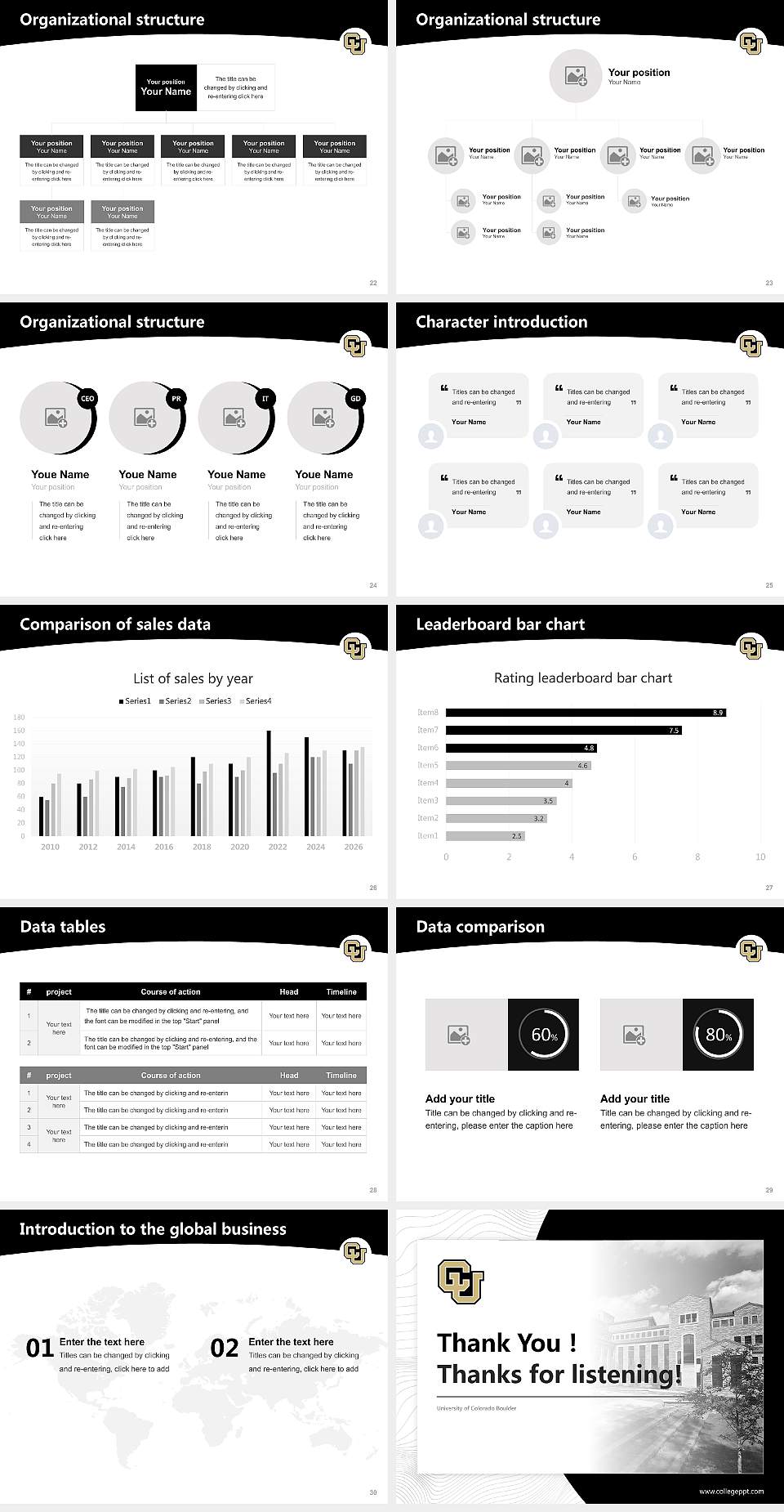University of Colorado Boulder Academic Presentation/Research Findings Report PPT Template4:3 ratio PPT effect preview image4