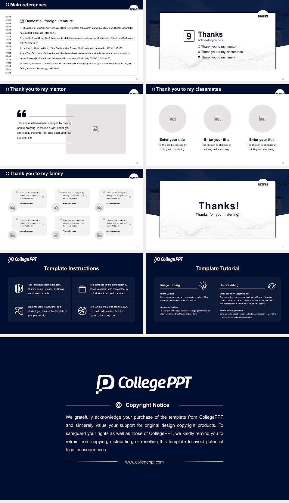 University of Connecticut-Hartford Campus Graduation Thesis Defense PPT Template16:9 ratio PPT effect preview image7