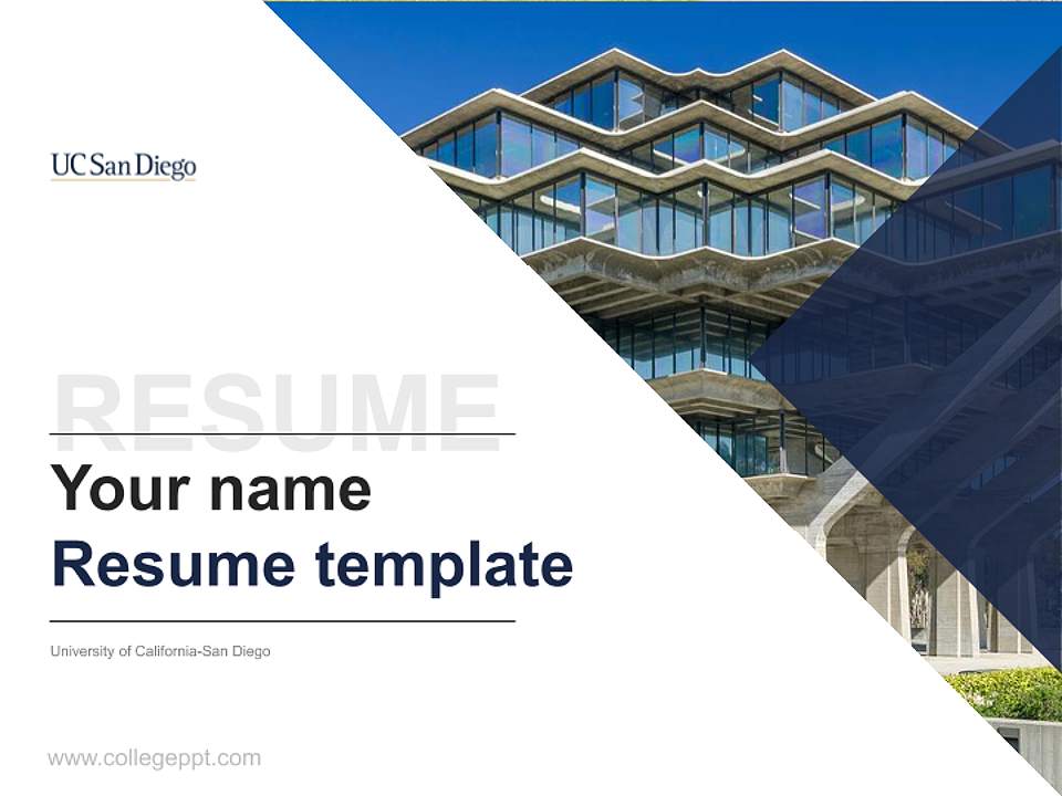 University of California-San Diego Resume PPT Template4:3 ratio PPT effect preview image5