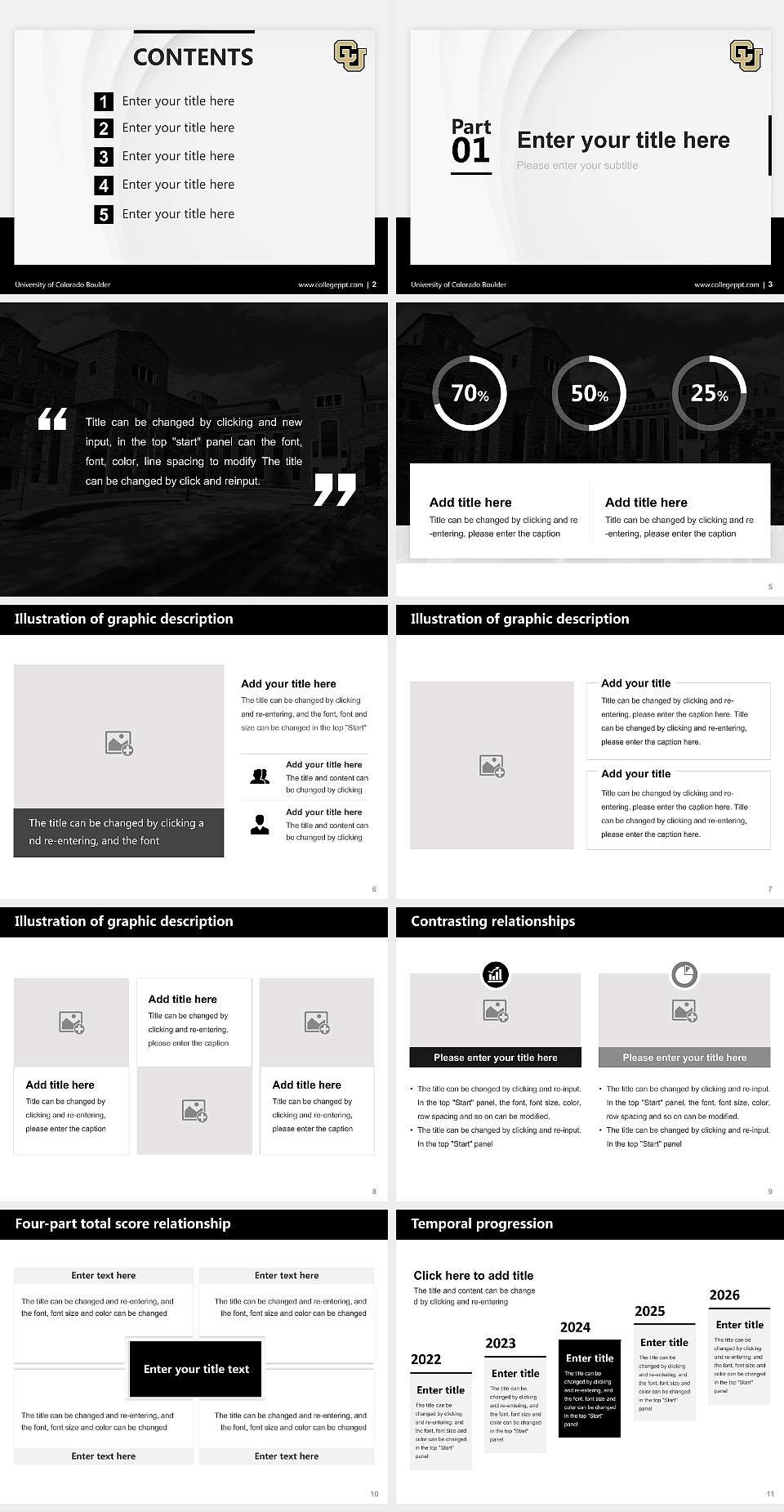 University of Colorado Boulder Thesis Proposal/Graduation Defense PPT Template4:3 ratio PPT effect preview image2
