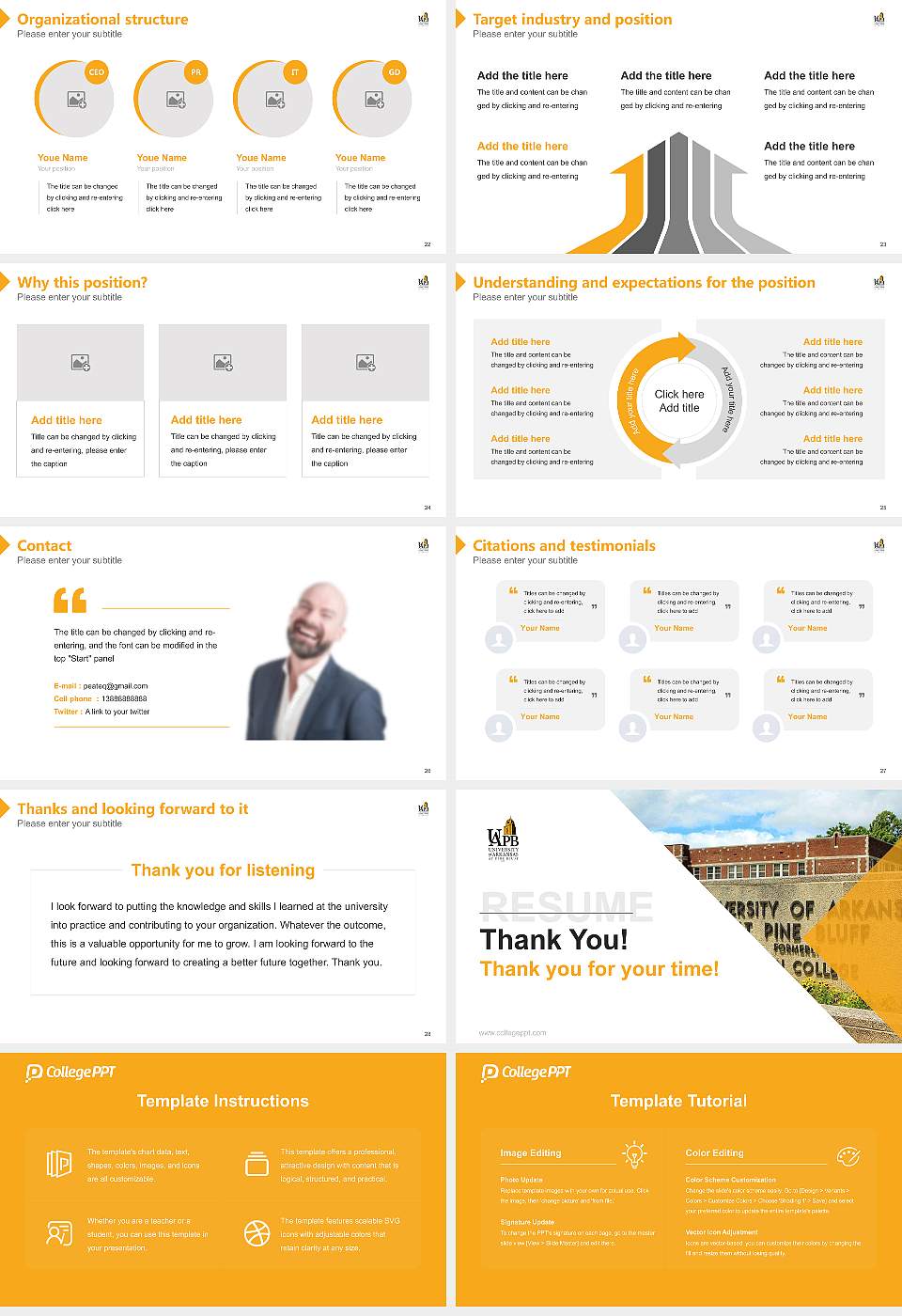 University of Arkansas at Pine Bluff Resume PPT Template16:9 ratio PPT effect preview image4