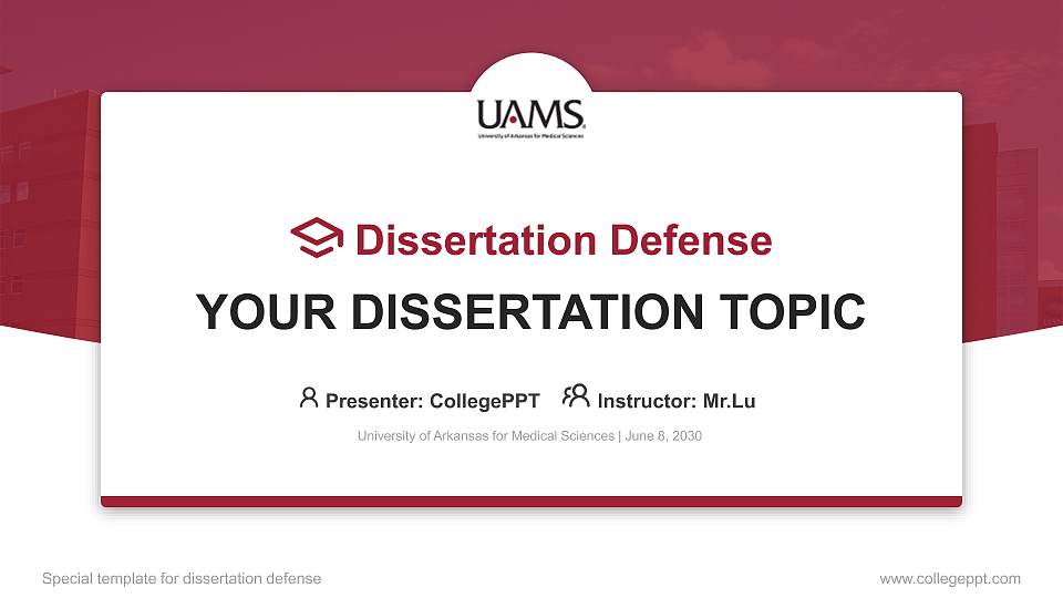 University of Arkansas for Medical Sciences Graduation Thesis Defense PPT Template16:9 ratio PPT effect preview image