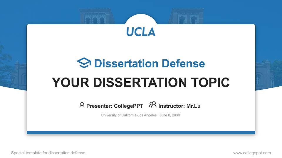University of California-Los Angeles Graduation Thesis Defense PPT Template16:9 ratio PPT effect preview image