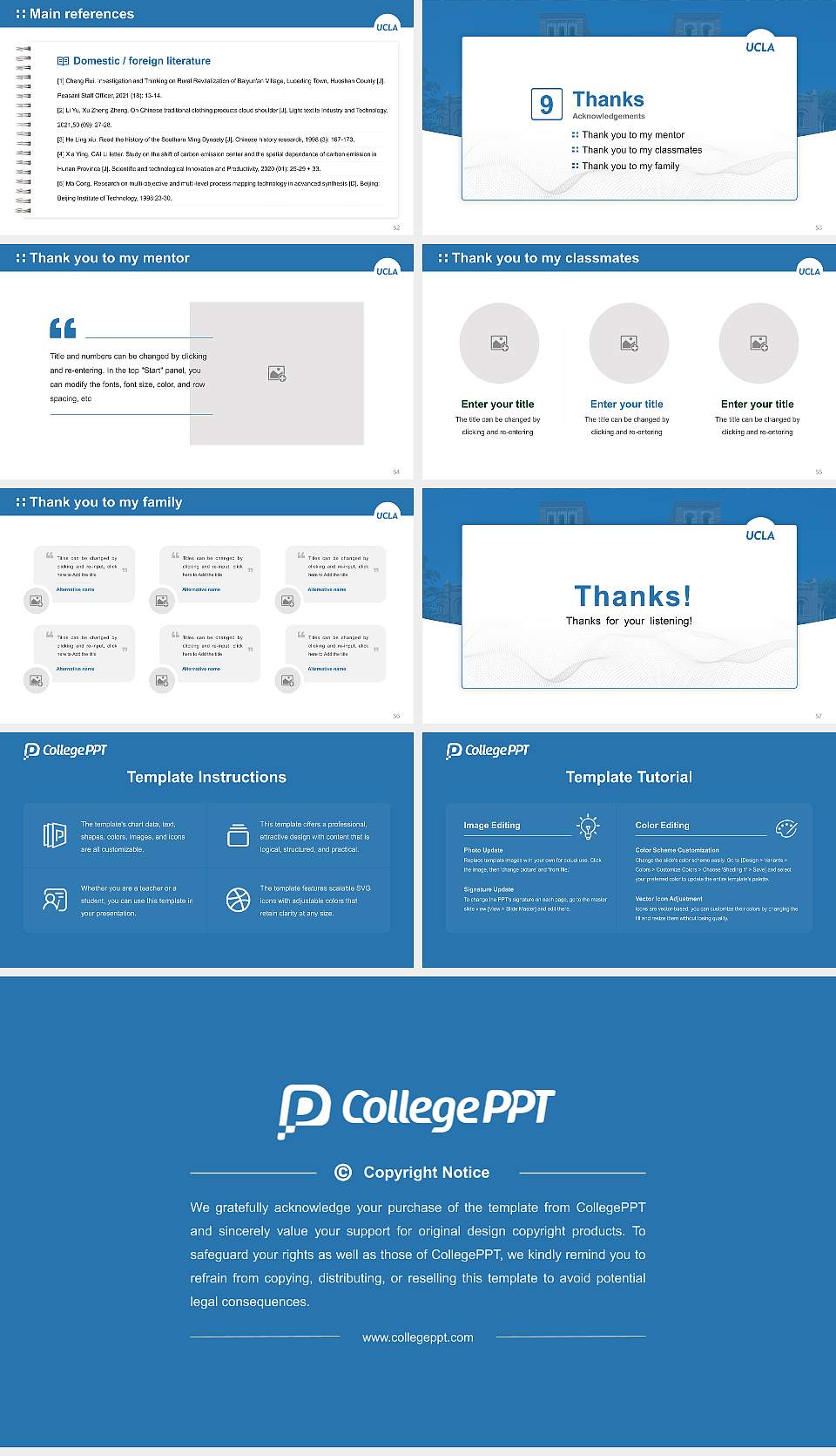 University of California-Los Angeles Graduation Thesis Defense PPT Template16:9 ratio PPT effect preview image7