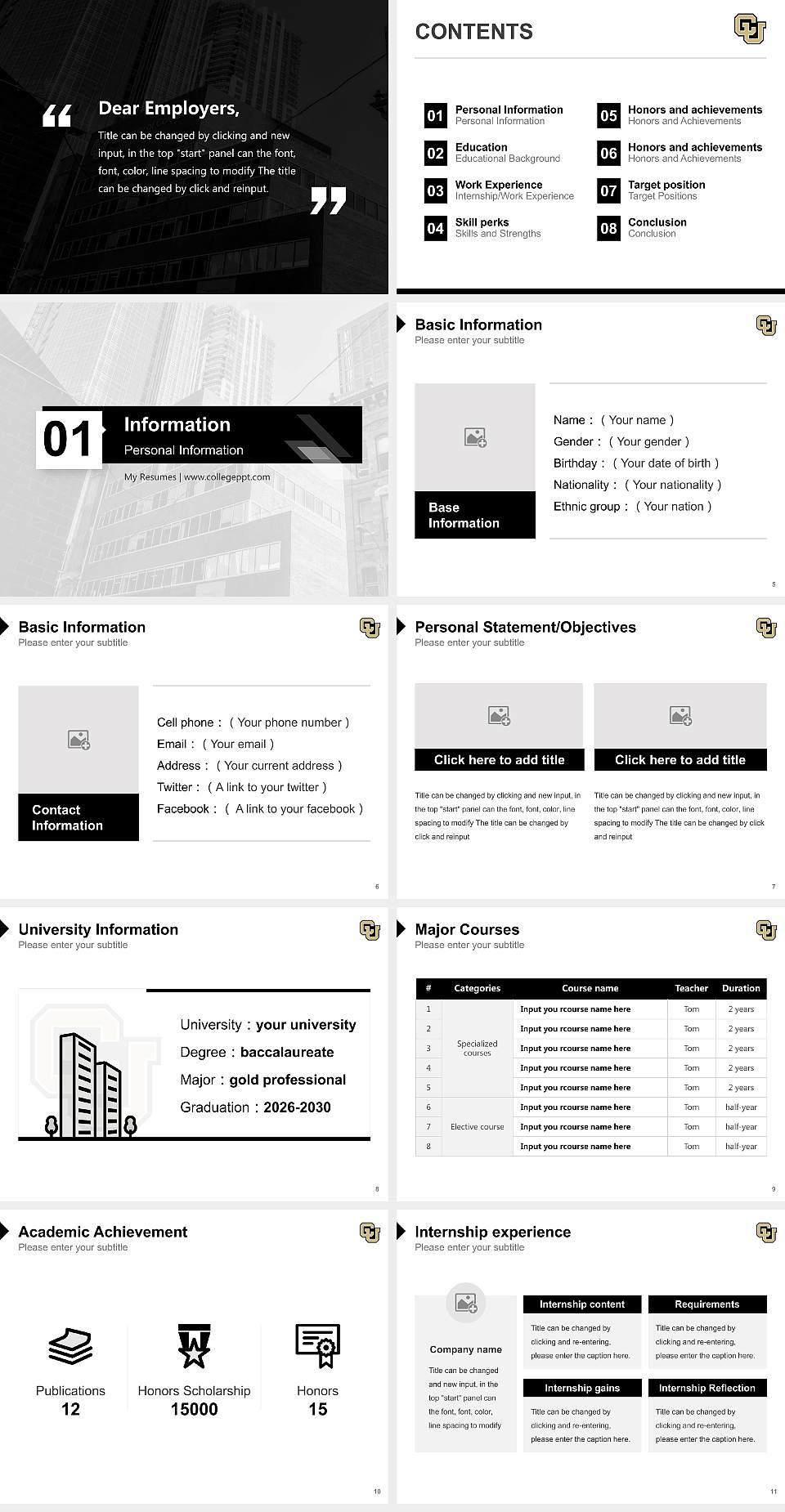 University of Colorado Denver Resume PPT Template4:3 ratio PPT effect preview image2