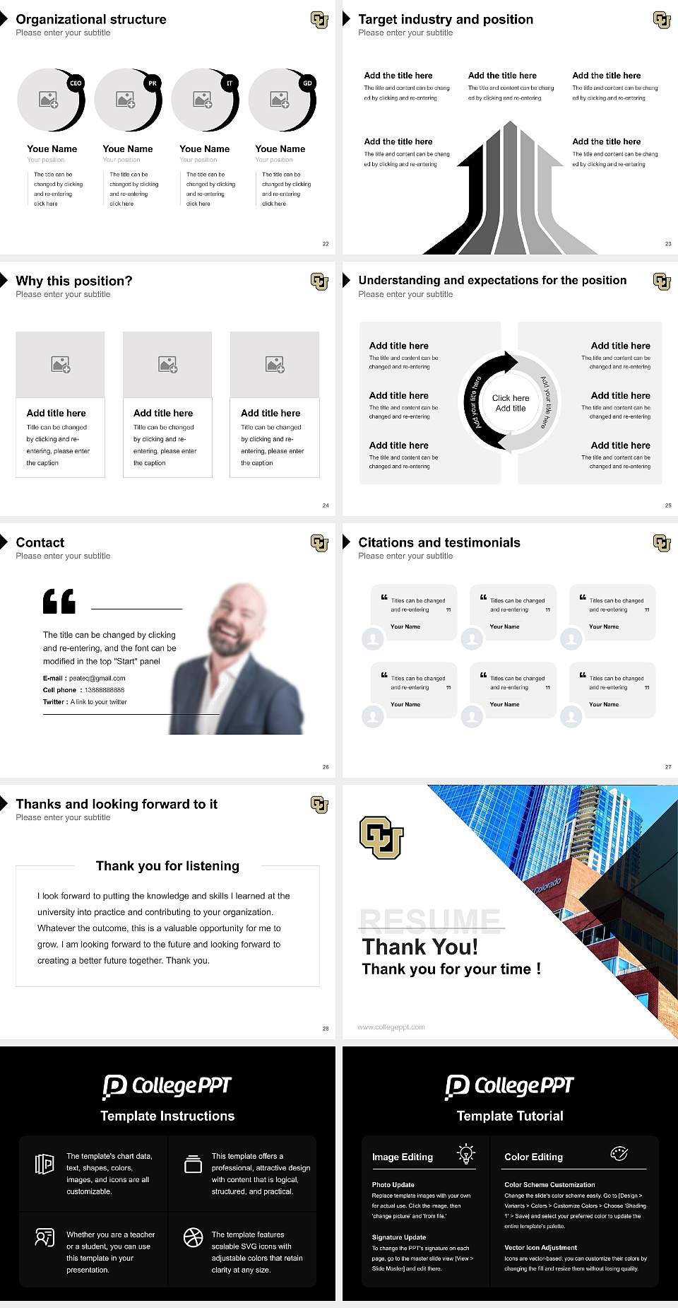 University of Colorado Denver Resume PPT Template4:3 ratio PPT effect preview image4