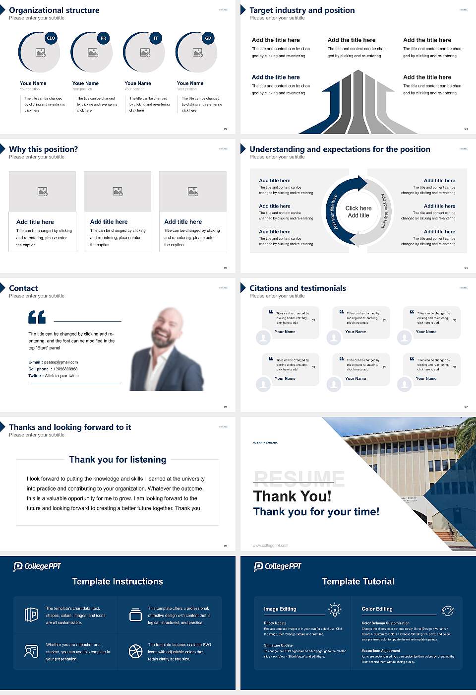 University of California-Santa Barbara Resume PPT Template16:9 ratio PPT effect preview image4